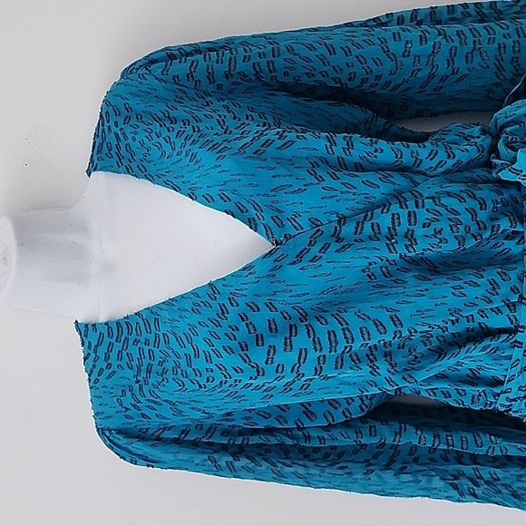 Lilly Pulitzer Alfie Silk Metallic Teal Bay Mini Dress Romper Long Sleeve Sz M - Picture 5 of 16